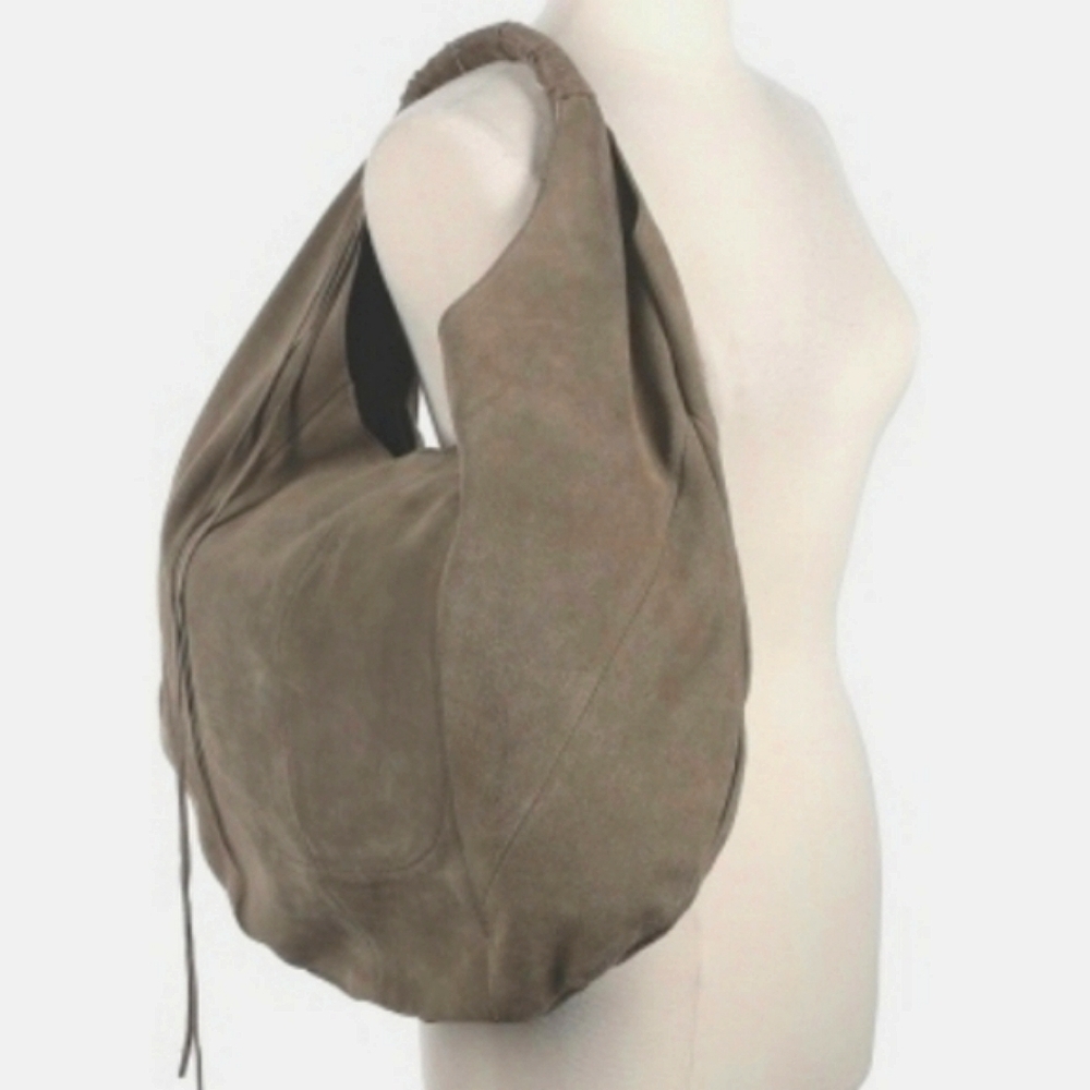 HOBO The Original Super Soft Grey Genuine Suede Hobo Shoulder Bag